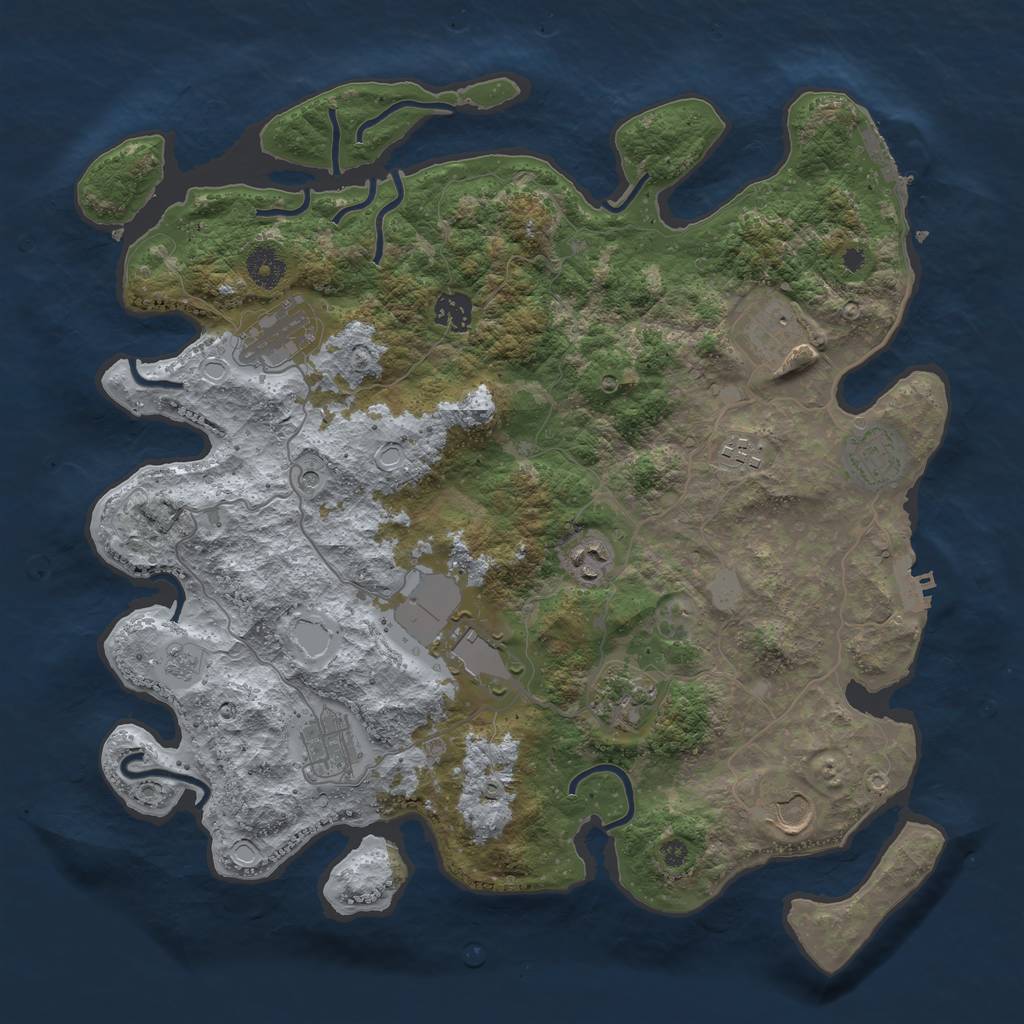 Rust Map: Procedural Map, Size: 3850, Seed: 2702986, 19 Monuments