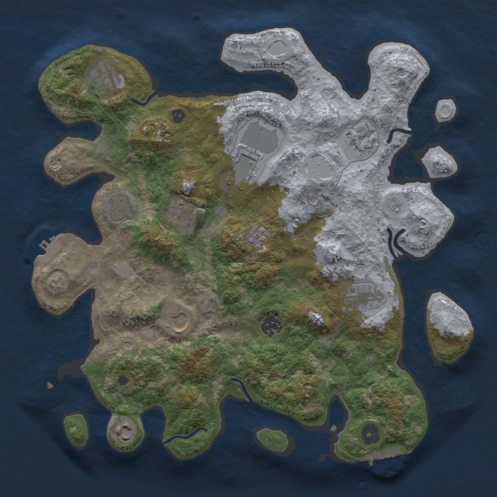 Rust Map: Procedural Map, Size: 3800, Seed: 126532, 19 Monuments