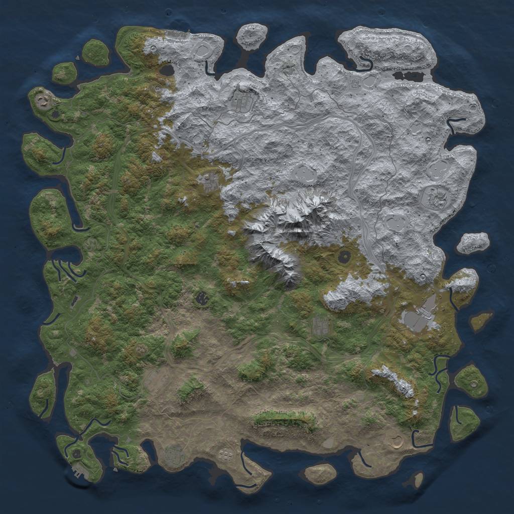 Rust Map: Procedural Map, Size: 6000, Seed: 99, 20 Monuments