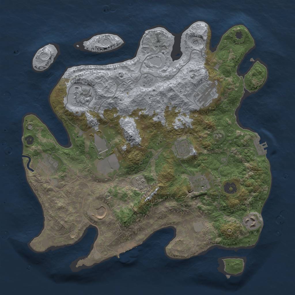 Rust Map: Procedural Map, Size: 3500, Seed: 1047333332, 18 Monuments