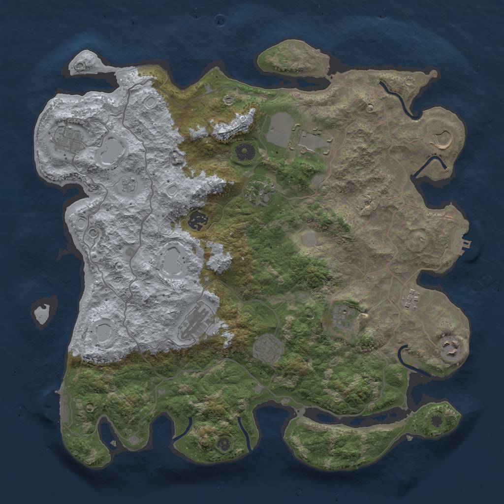 Rust Map: Procedural Map, Size: 4000, Seed: 140838786, 19 Monuments