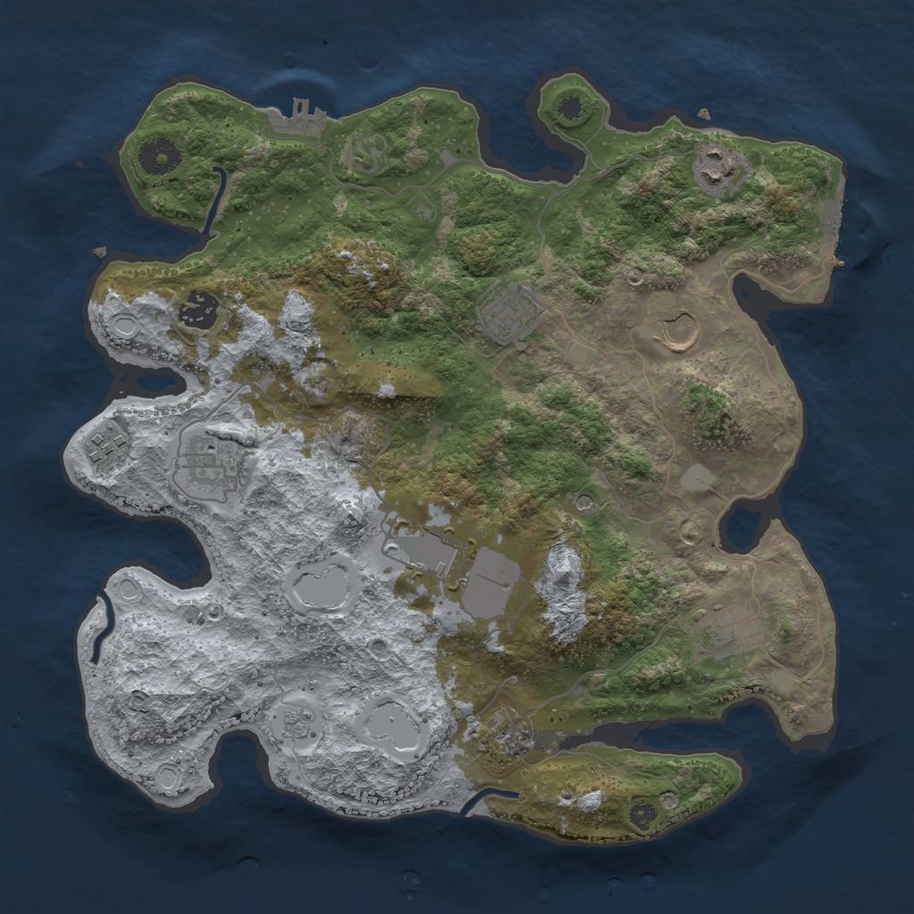 Rust Map: Procedural Map, Size: 3500, Seed: 1623229, 18 Monuments