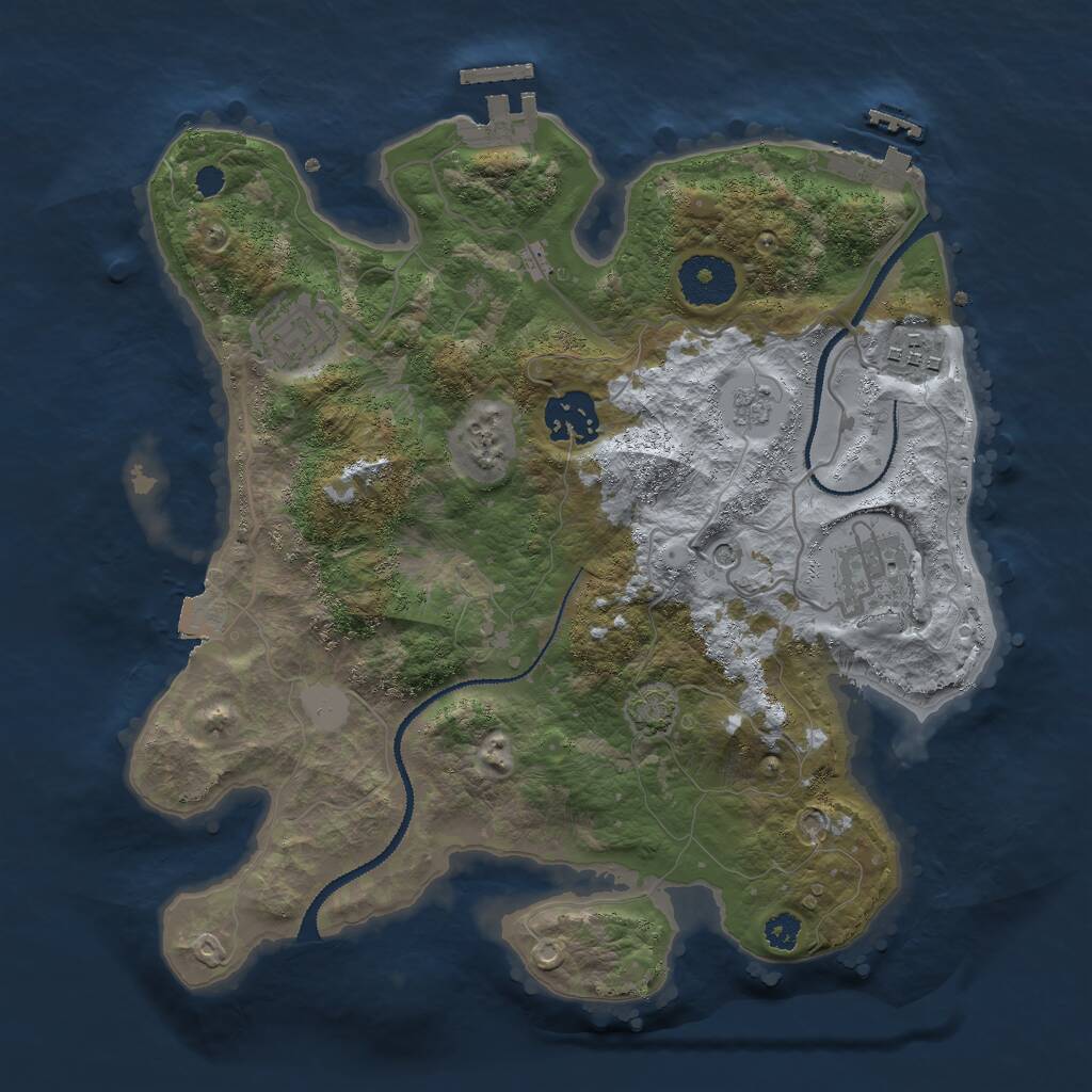 Rust Map: Procedural Map, Size: 3000, Seed: 908692793, 10 Monuments
