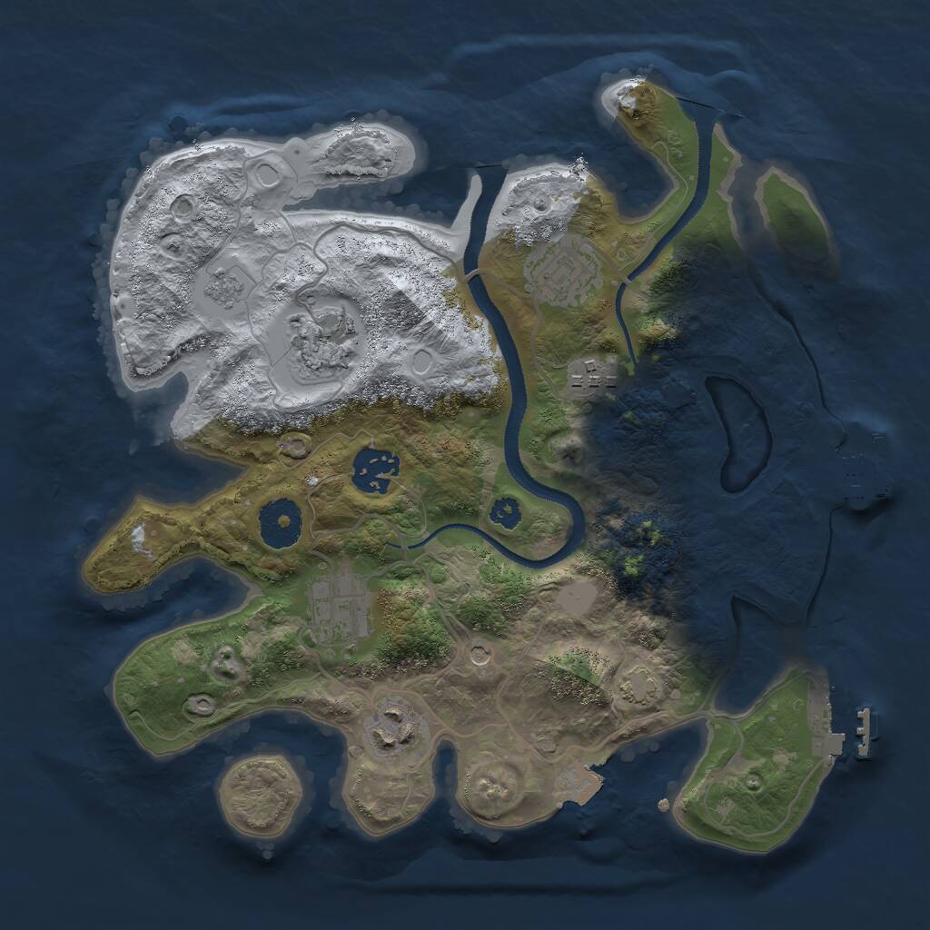 Rust Map: Procedural Map, Size: 3000, Seed: 1916437437, 12 Monuments