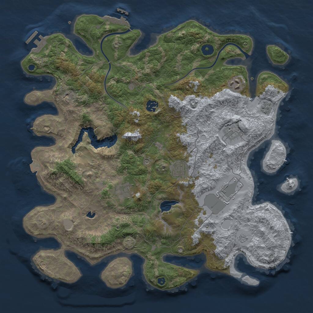 Rust Map: Procedural Map, Size: 4000, Seed: 17089975, 13 Monuments