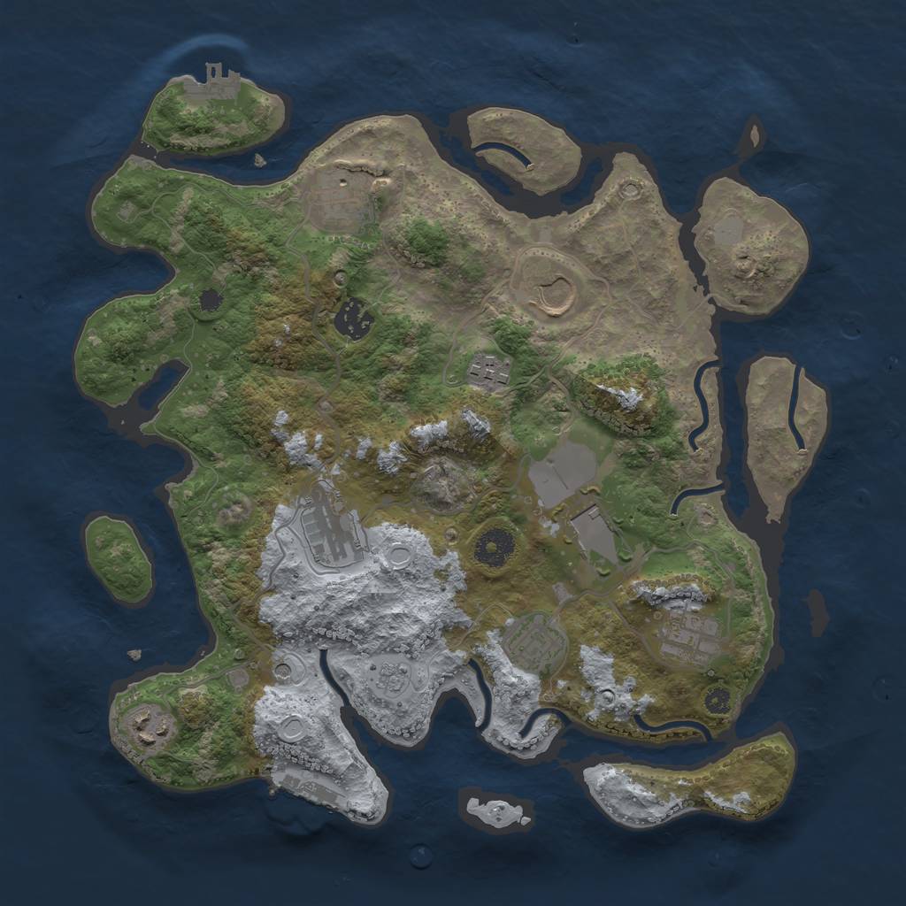 Rust Map: Procedural Map, Size: 3500, Seed: 144764459, 18 Monuments
