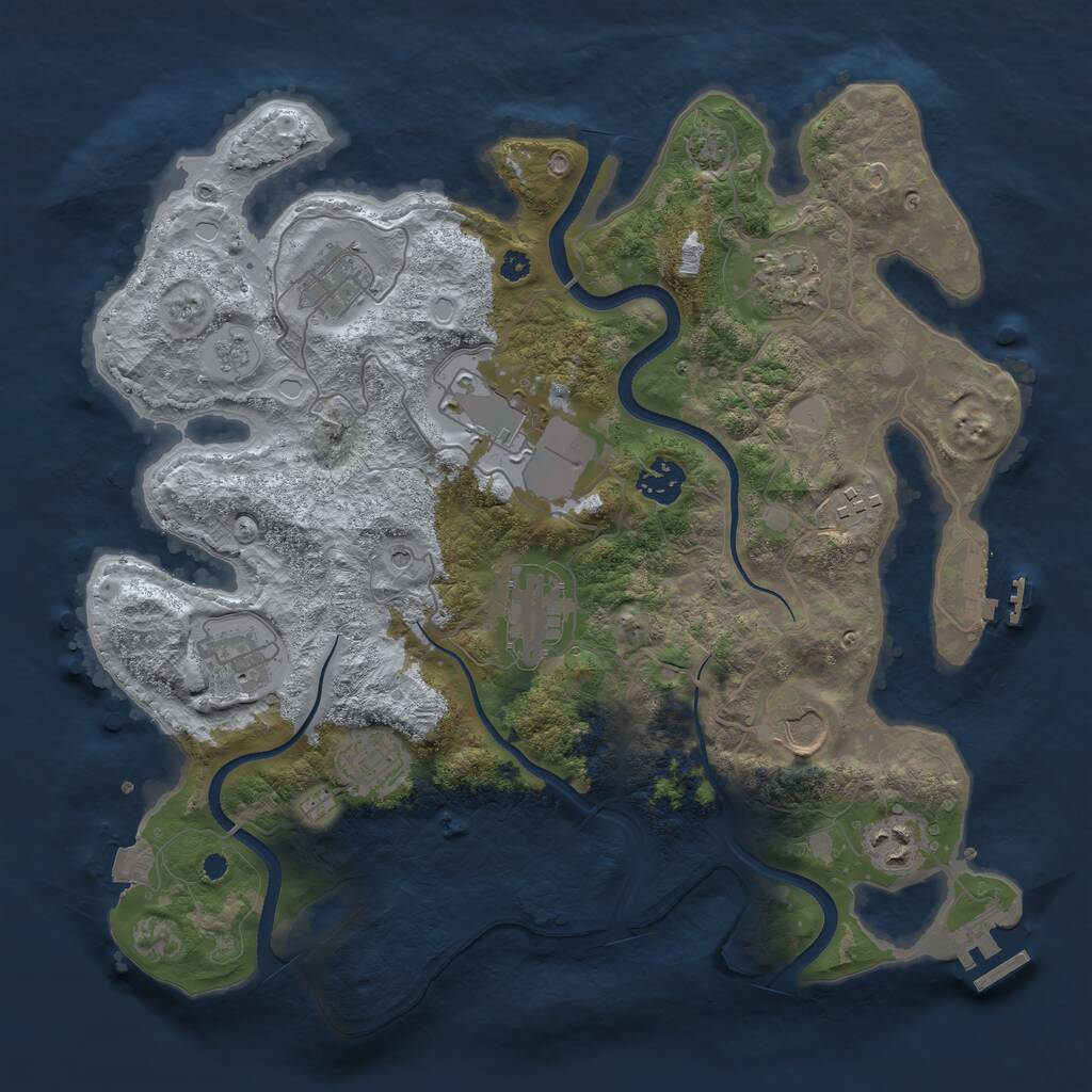 Rust Map: Procedural Map, Size: 3600, Seed: 419229732, 16 Monuments