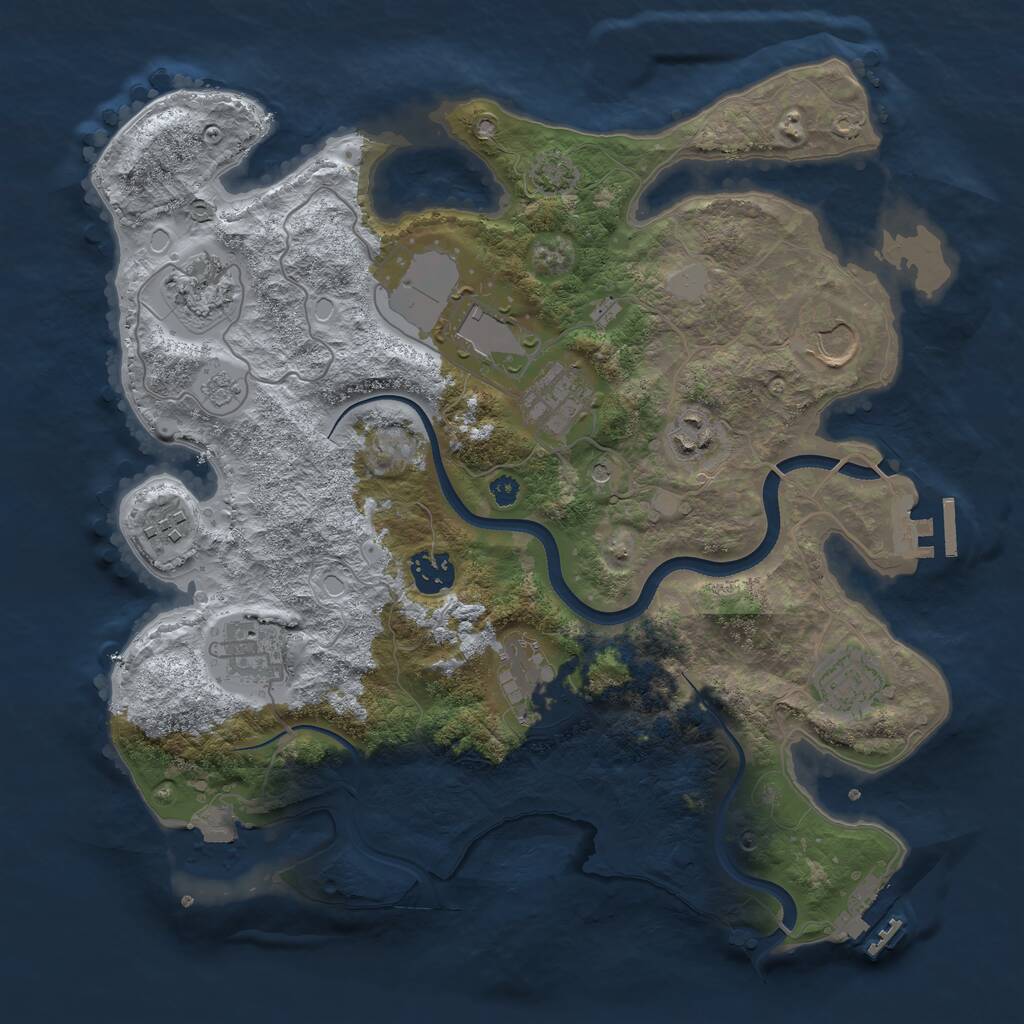 Rust Map: Procedural Map, Size: 3500, Seed: 1179575205, 16 Monuments