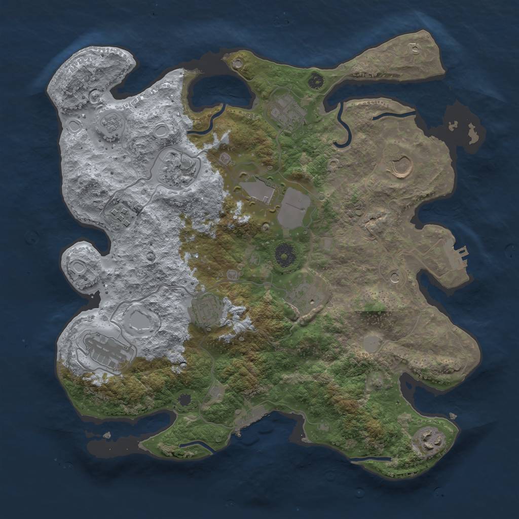 Rust Map: Procedural Map, Size: 3500, Seed: 1179575205, 18 Monuments