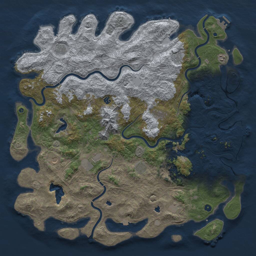 Rust Map: Procedural Map, Size: 5500, Seed: 646541654, 17 Monuments
