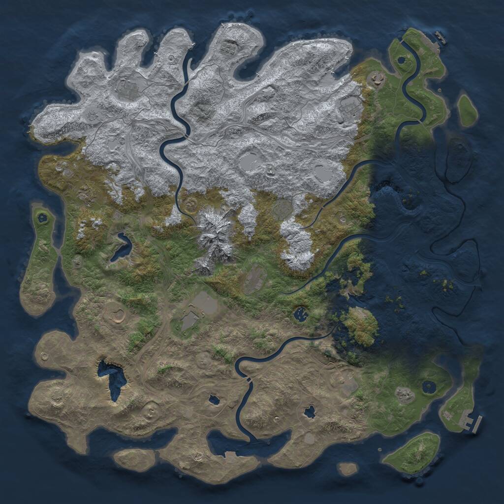 Rust Map: Procedural Map, Size: 5500, Seed: 646541654, 17 Monuments