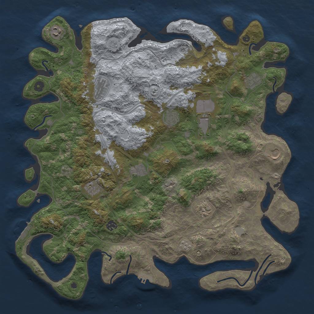 Rust Map: Procedural Map, Size: 4500, Seed: 1719606662, 20 Monuments
