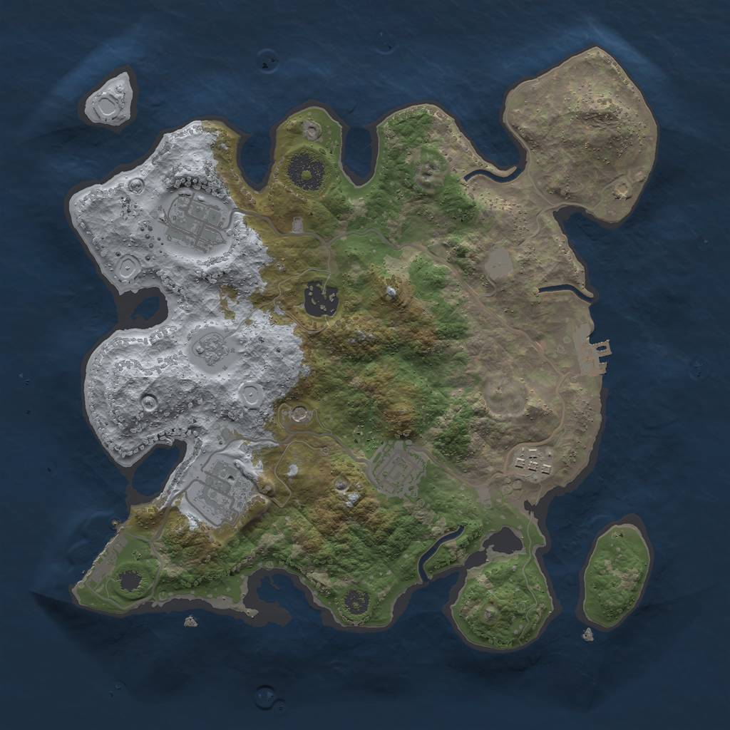 Rust Map: Procedural Map, Size: 3000, Seed: 30408, 14 Monuments