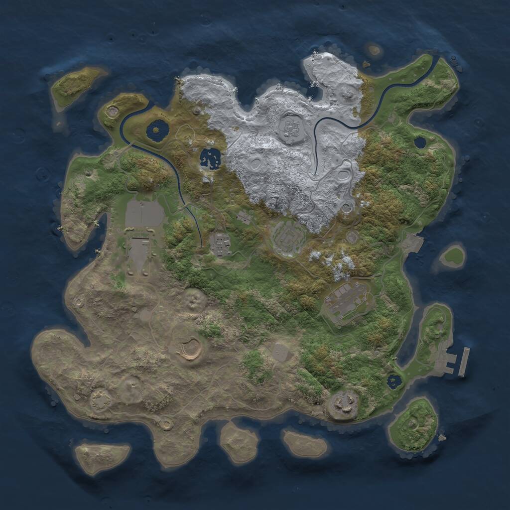 Rust Map: Procedural Map, Size: 3500, Seed: 7458767, 12 Monuments