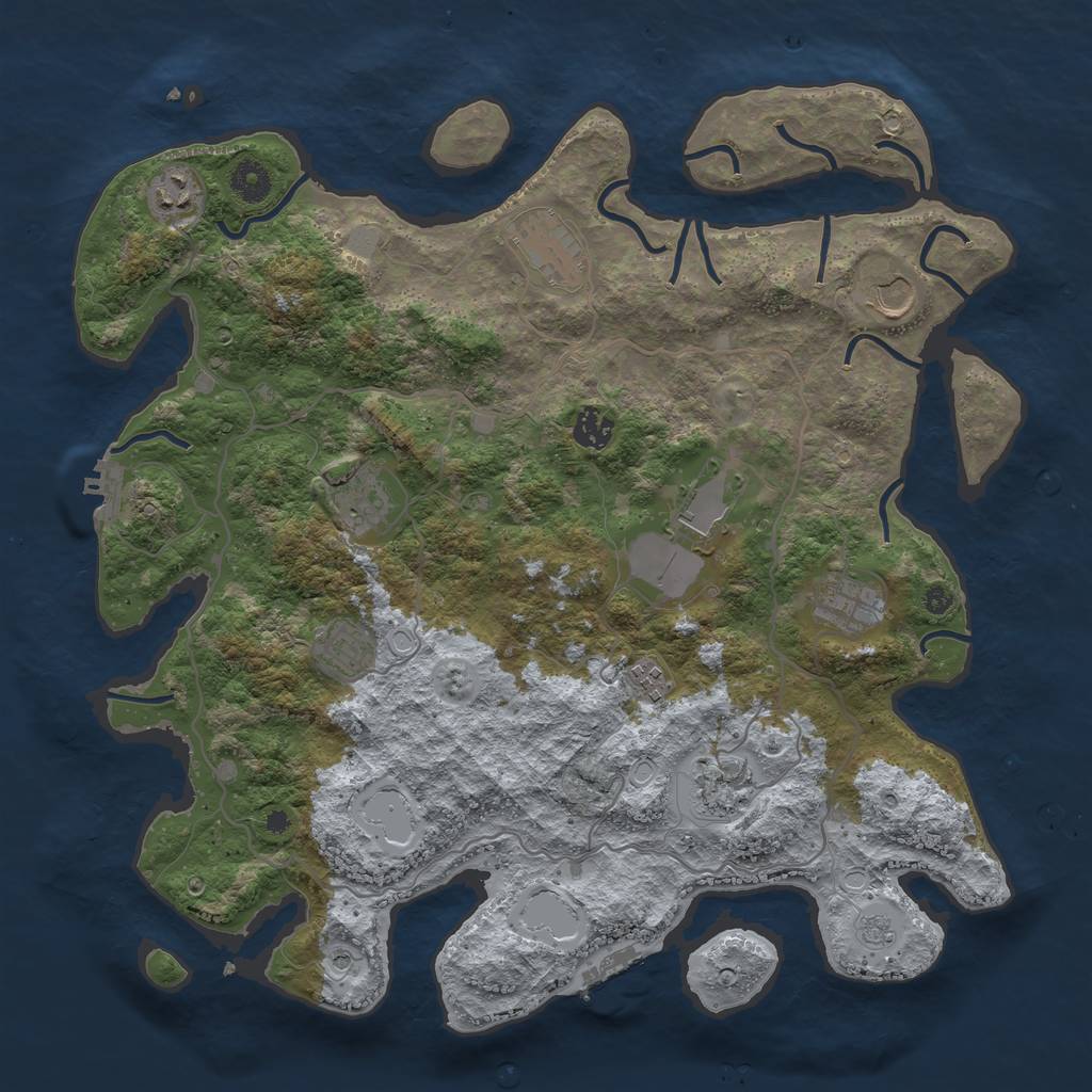 Rust Map: Procedural Map, Size: 4000, Seed: 795862, 19 Monuments