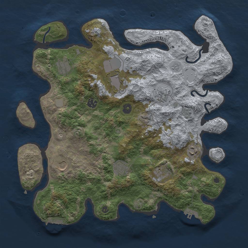 Rust Map: Procedural Map, Size: 3751, Seed: 98589, 18 Monuments