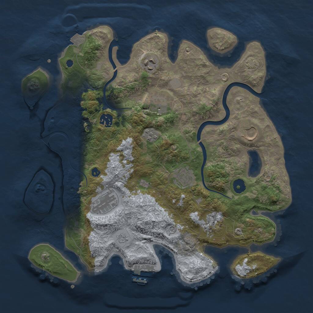 Rust Map: Procedural Map, Size: 3500, Seed: 7458768, 13 Monuments