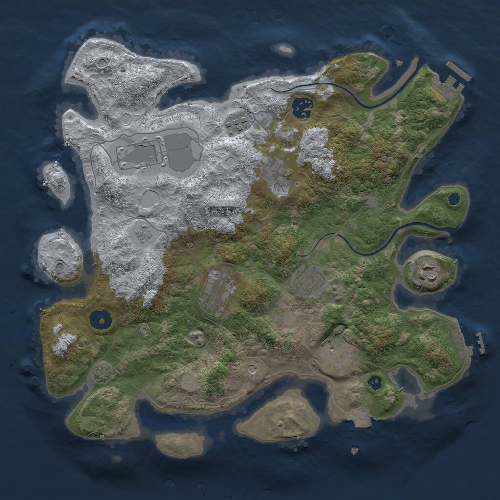 Rust Map: Procedural Map, Size: 3500, Seed: 7458770, 14 Monuments