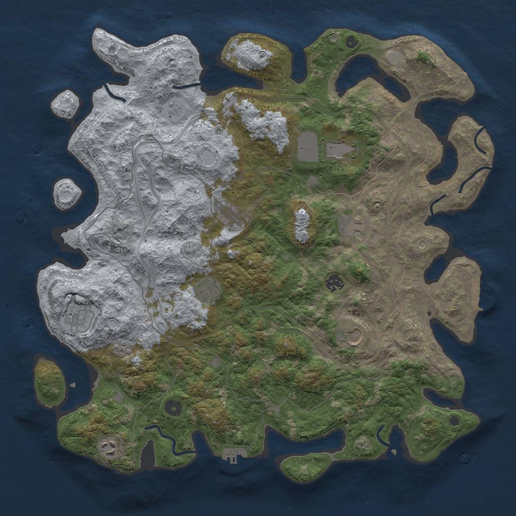 Rust Map: Procedural Map, Size: 4500, Seed: 854423, 18 Monuments