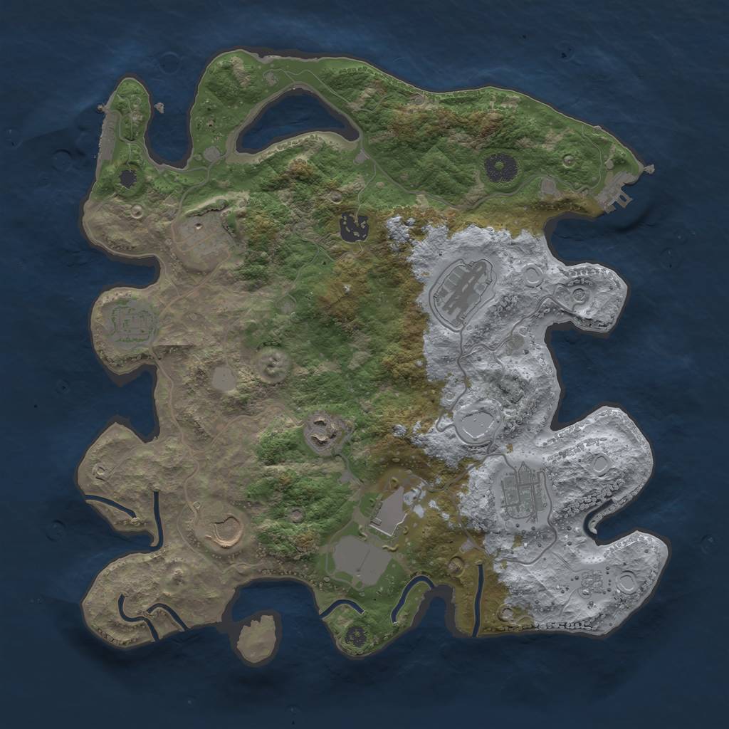 Rust Map: Procedural Map, Size: 3500, Seed: 9235, 17 Monuments
