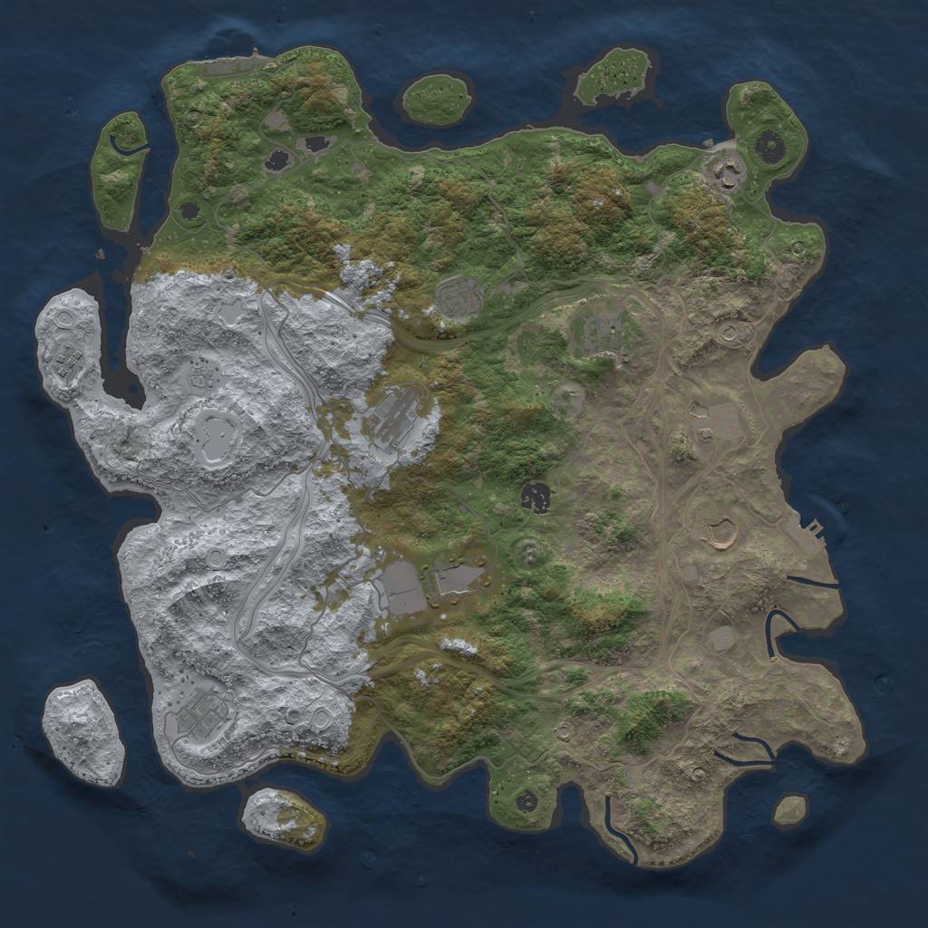 Rust Map: Procedural Map, Size: 4500, Seed: 1878259738, 19 Monuments