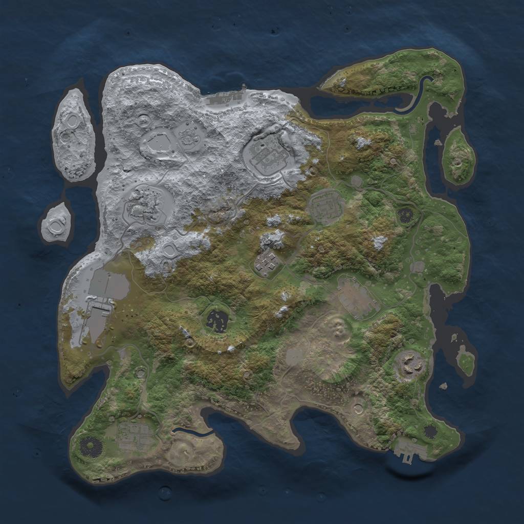 Rust Map: Procedural Map, Size: 3500, Seed: 2651222, 18 Monuments