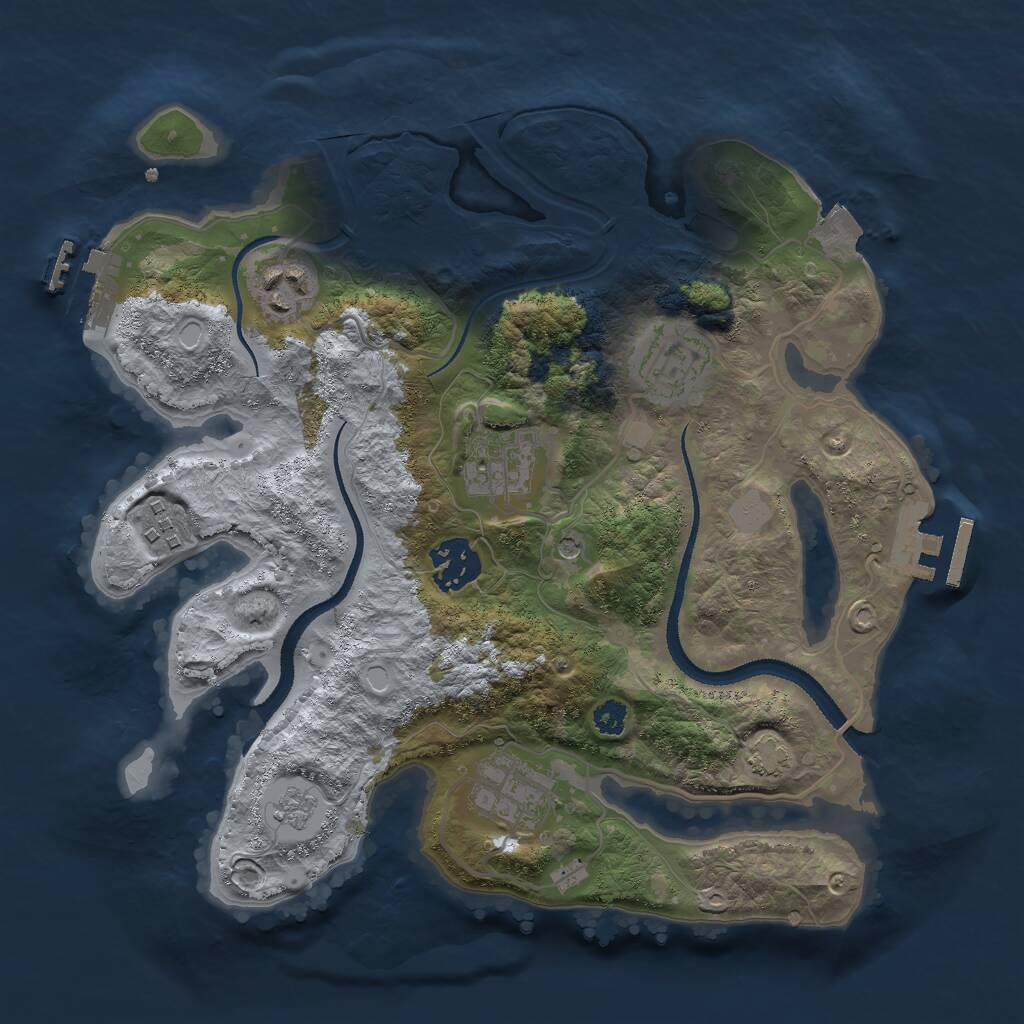 Rust Map: Procedural Map, Size: 3000, Seed: 18109, 12 Monuments