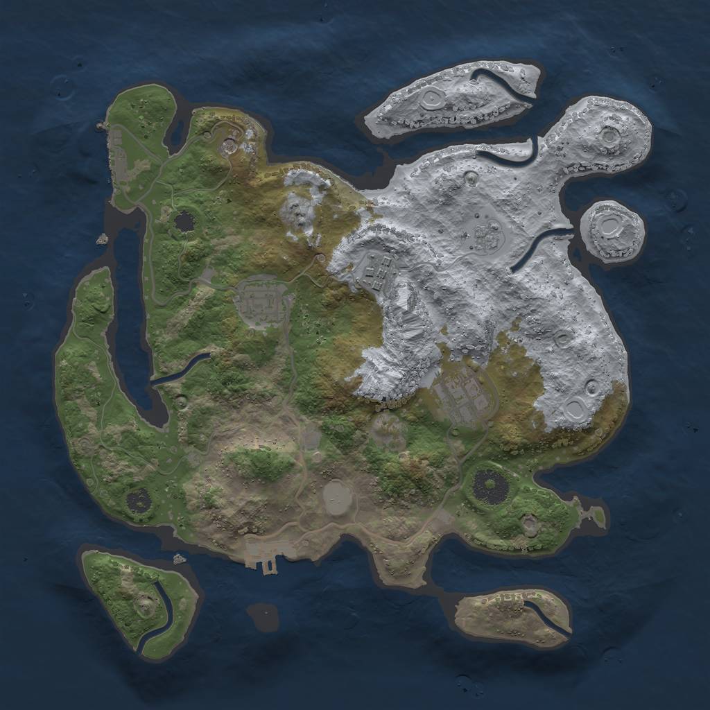 Rust Map: Procedural Map, Size: 3000, Seed: 5110, 12 Monuments