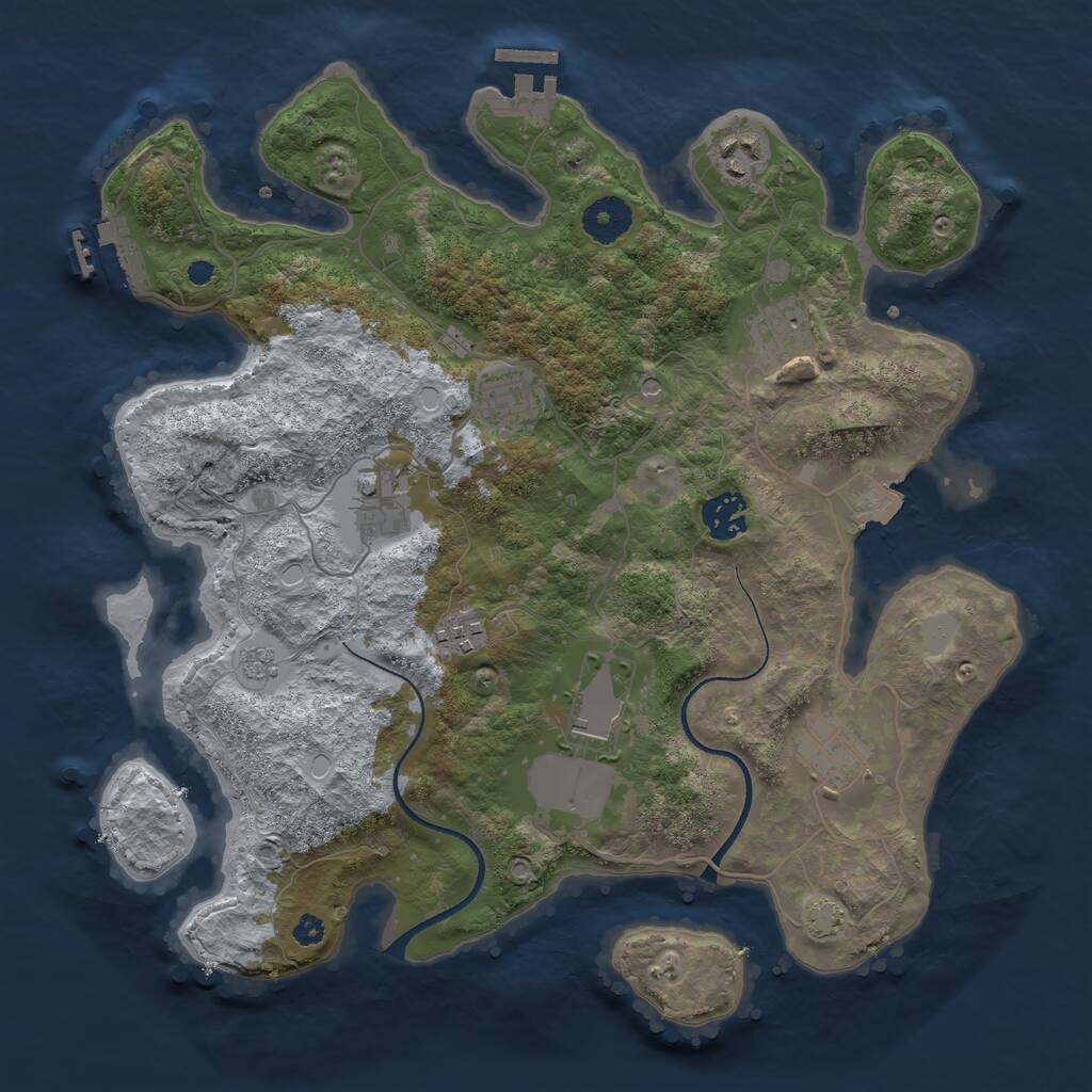 Rust Map: Procedural Map, Size: 3500, Seed: 1808634295, 14 Monuments