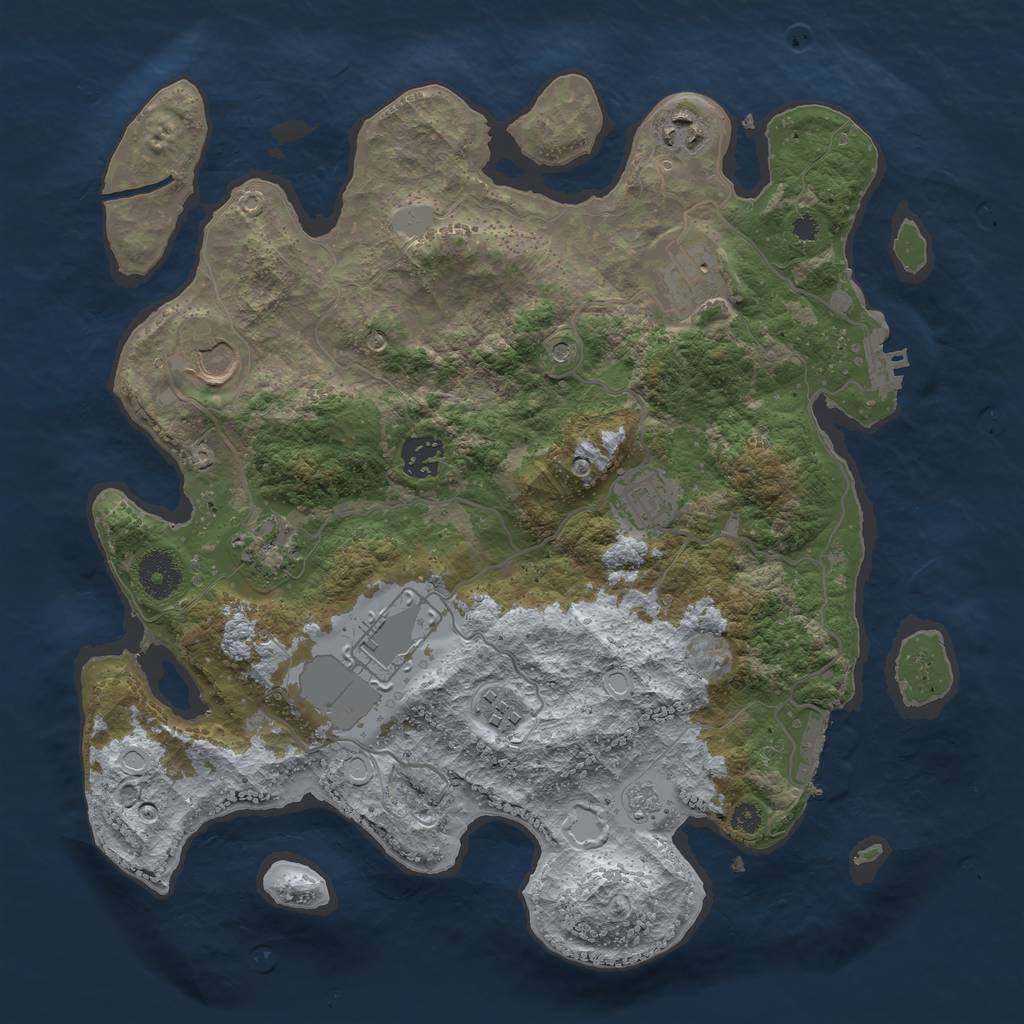 Rust Map: Procedural Map, Size: 3500, Seed: 671813087, 17 Monuments