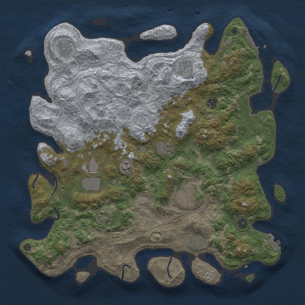 Rust Map: Procedural Map, Size: 4500, Seed: 112929, 19 Monuments