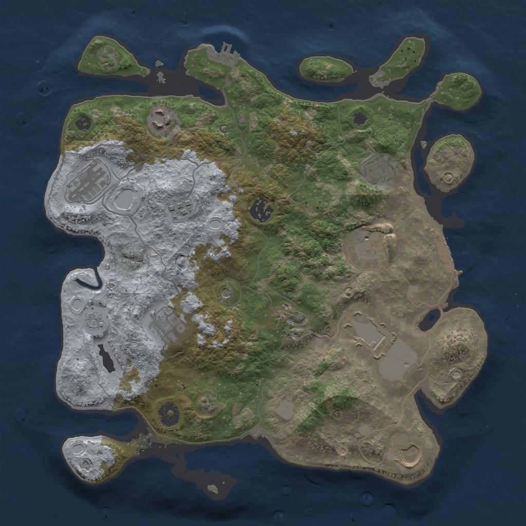 Rust Map: Procedural Map, Size: 3500, Seed: 1734754686, 19 Monuments