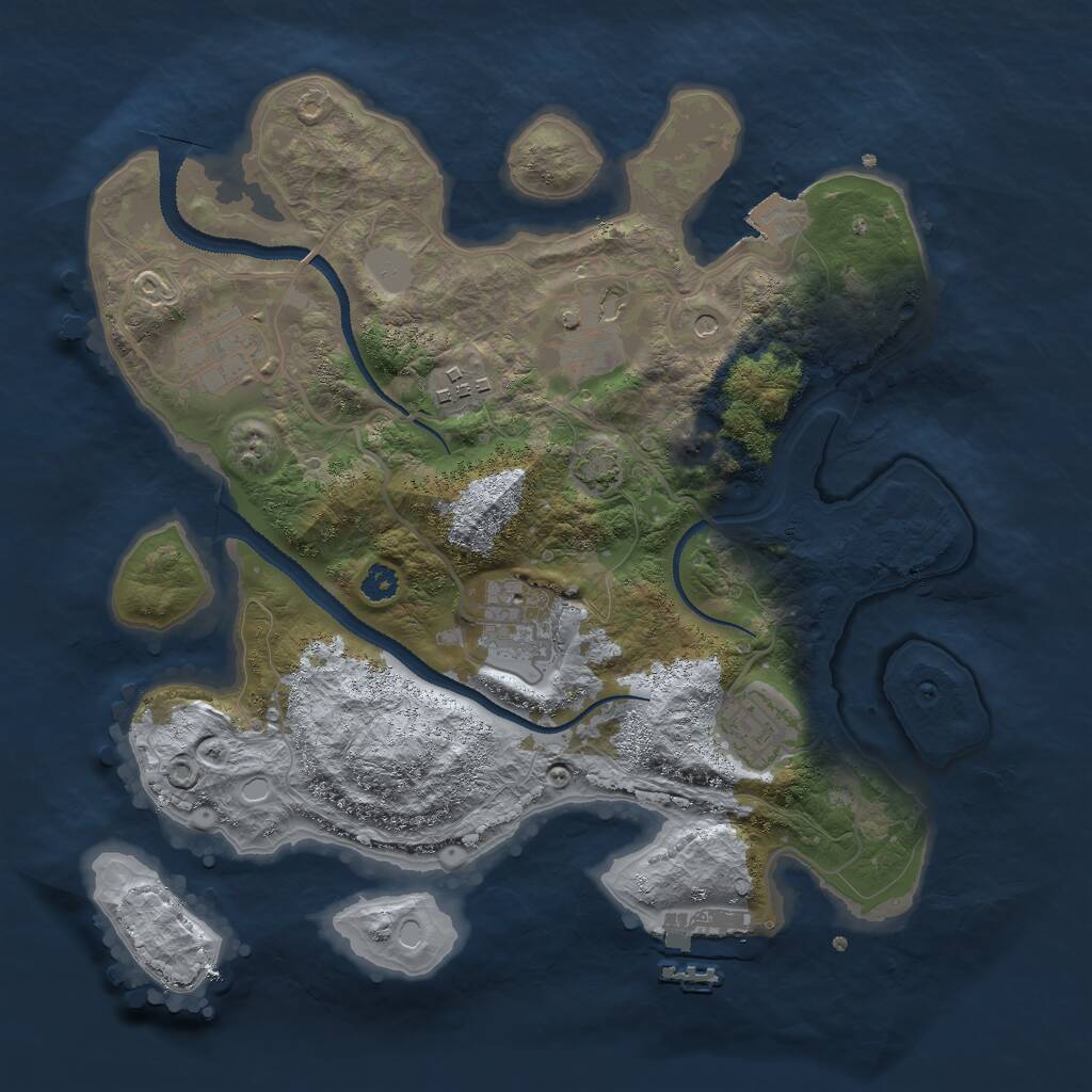 Rust Map: Procedural Map, Size: 3000, Seed: 7835869, 9 Monuments