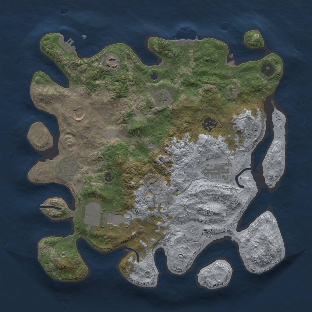 Rust Map: Procedural Map, Size: 3500, Seed: 58617, 17 Monuments