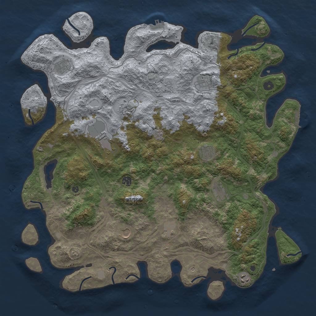 Rust Map: Procedural Map, Size: 4800, Seed: 53472238, 20 Monuments