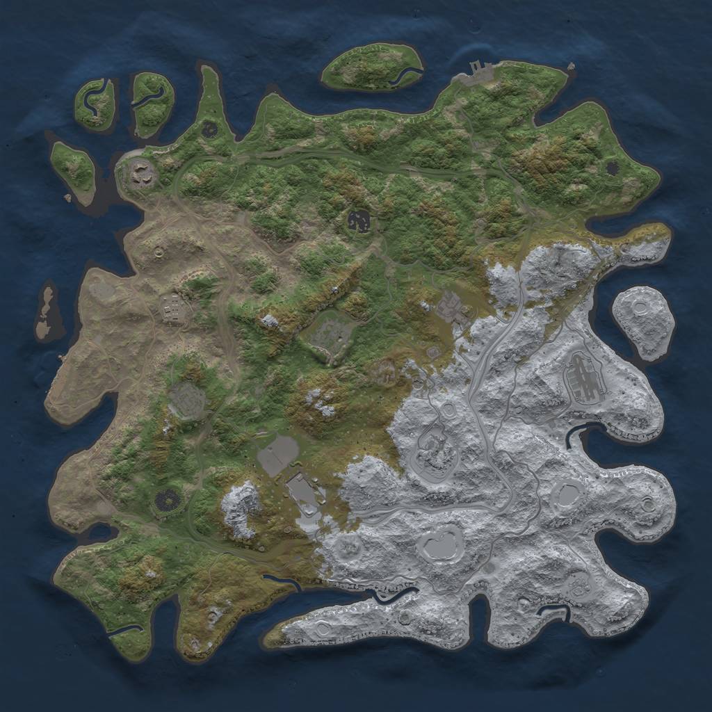Rust Map: Procedural Map, Size: 4500, Seed: 13377331, 18 Monuments