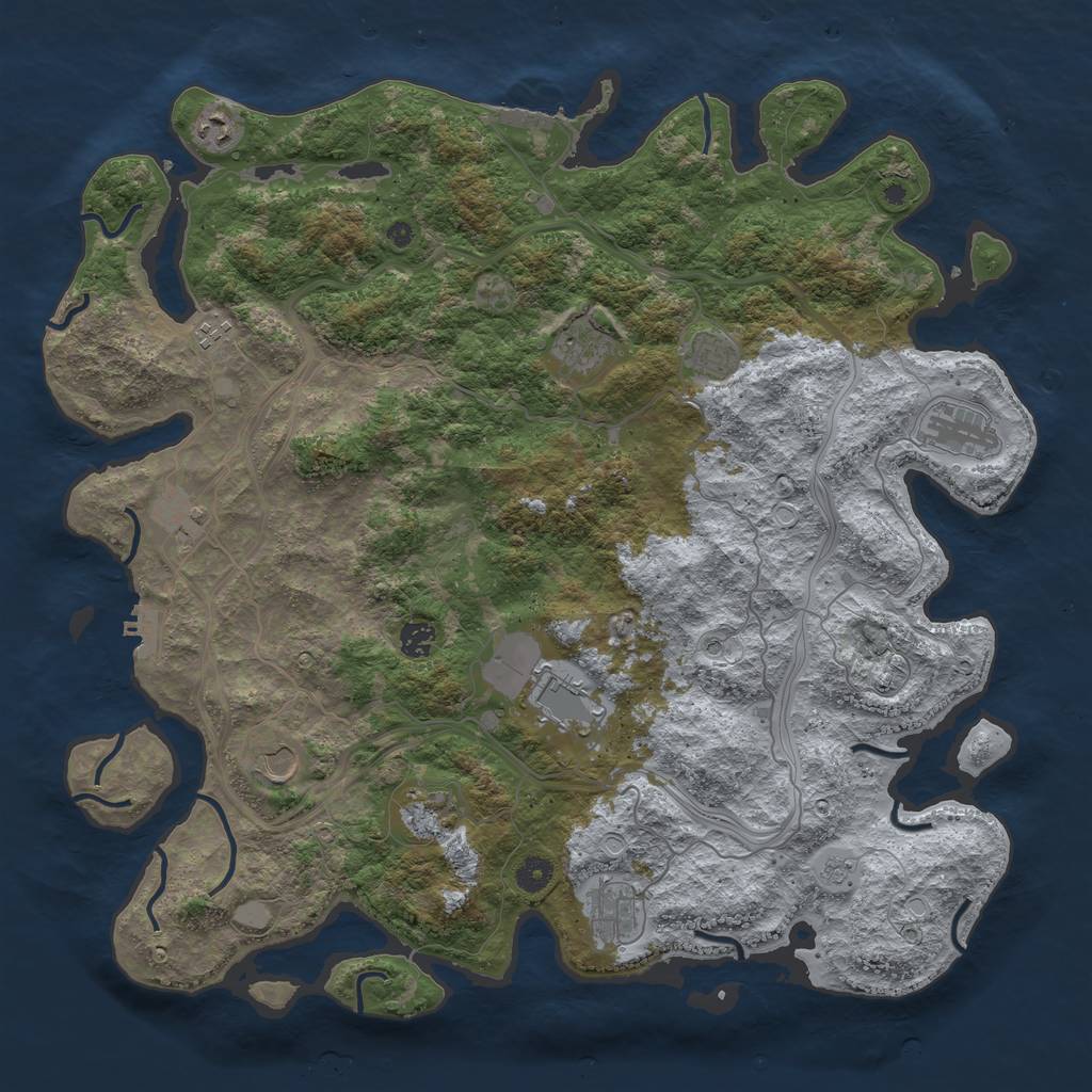 Rust Map: Procedural Map, Size: 4500, Seed: 720163289, 20 Monuments