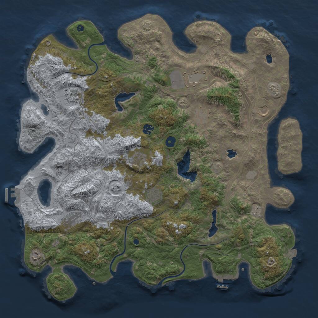 Rust Map: Procedural Map, Size: 4500, Seed: 1438878511, 16 Monuments