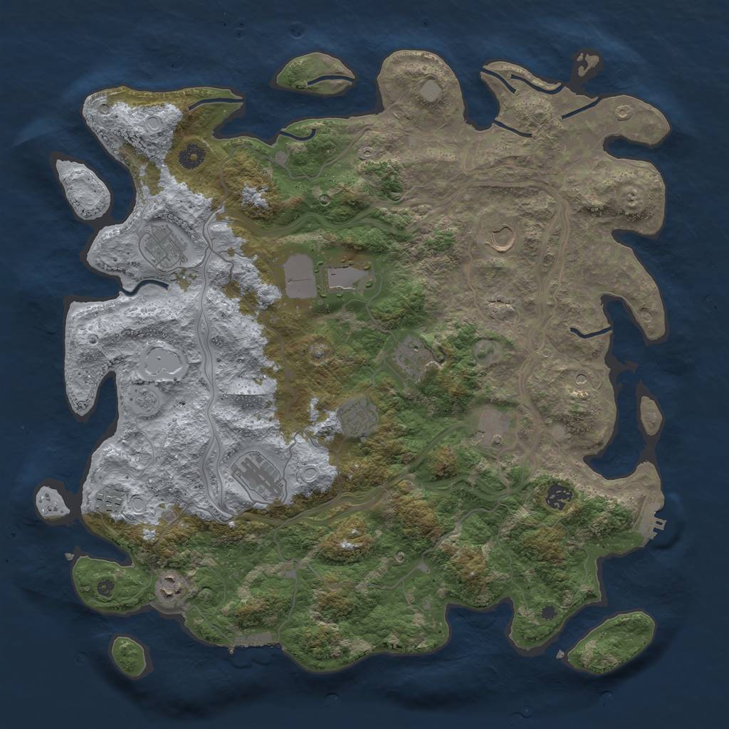 Rust Map: Procedural Map, Size: 4300, Seed: 873833841, 19 Monuments
