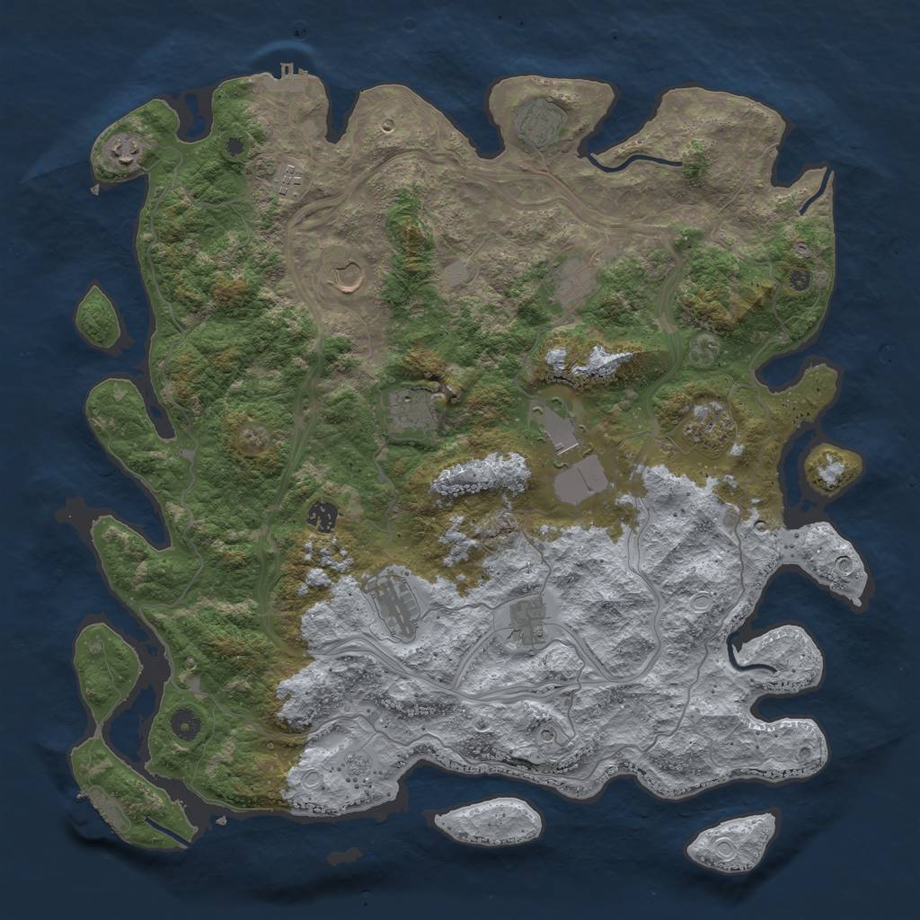 Rust Map: Procedural Map, Size: 4500, Seed: 2045017569, 20 Monuments