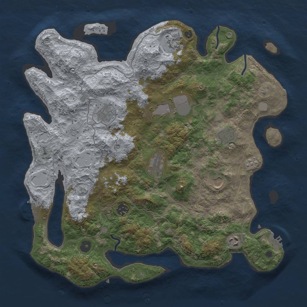 Rust Map: Procedural Map, Size: 4000, Seed: 614536, 18 Monuments