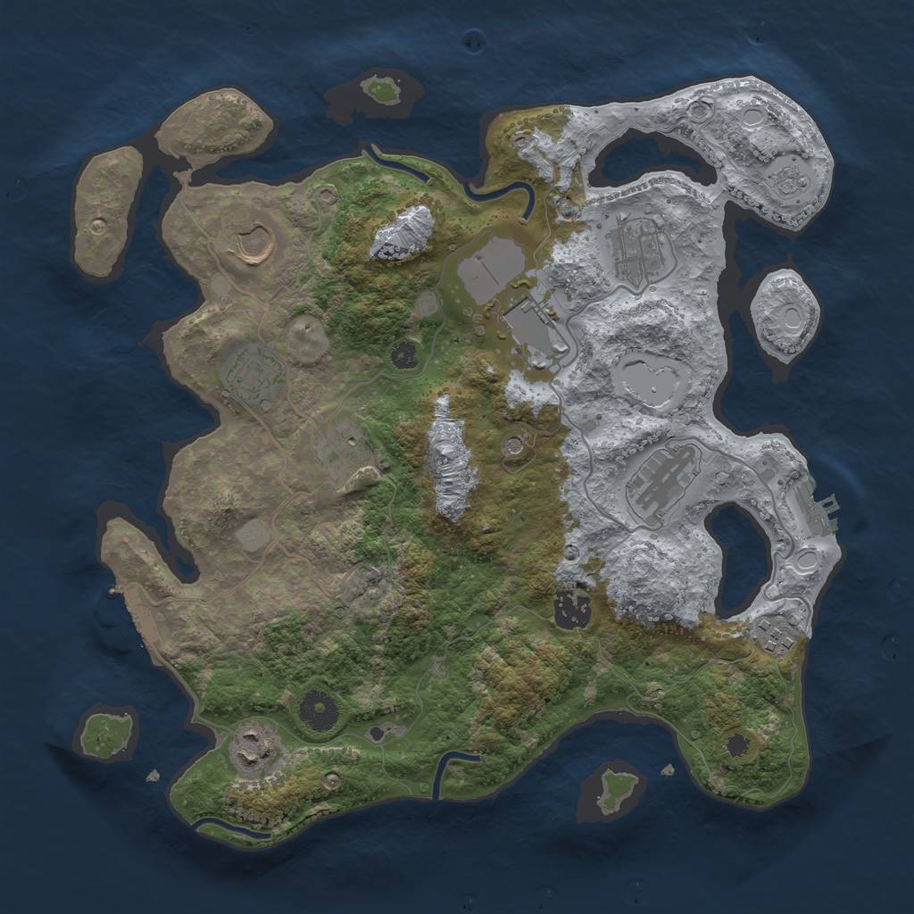 Rust Map: Procedural Map, Size: 3500, Seed: 107310150, 18 Monuments