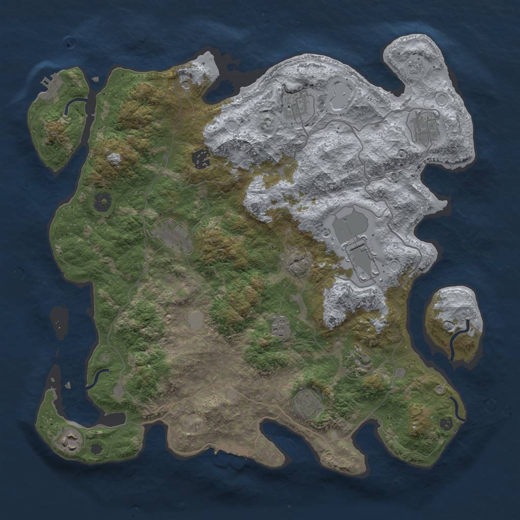 Rust Map: Procedural Map, Size: 4000, Seed: 6801572, 18 Monuments