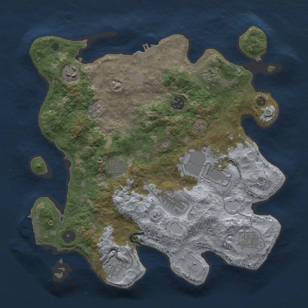 Rust Map: Procedural Map, Size: 3500, Seed: 1074, 18 Monuments