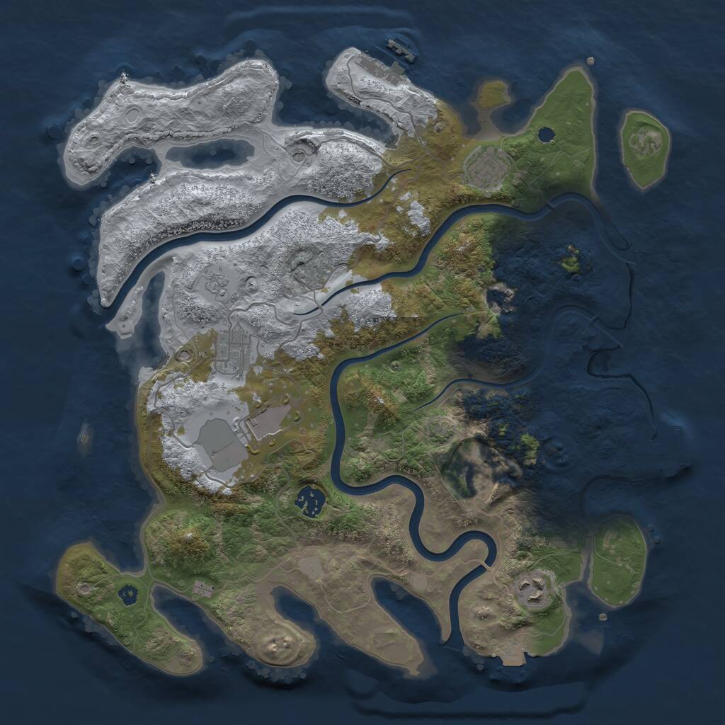 Rust Map: Procedural Map, Size: 3700, Seed: 1239178204, 13 Monuments