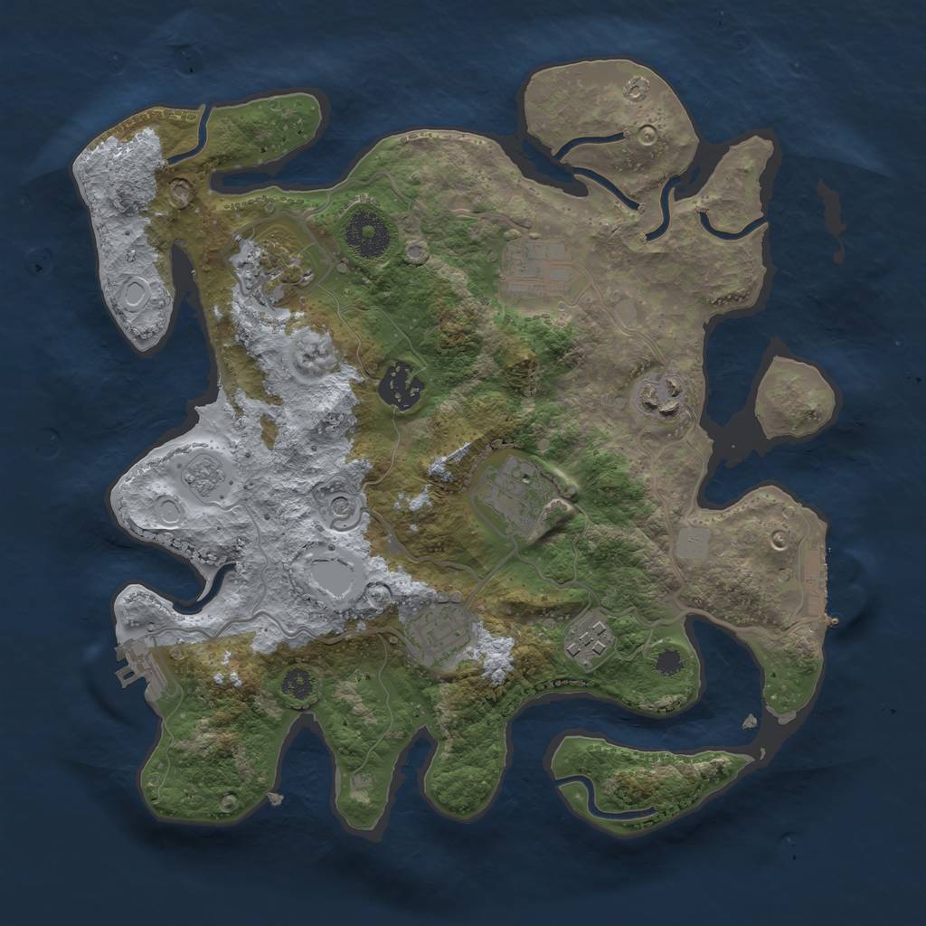 Rust Map: Procedural Map, Size: 3100, Seed: 123455, 16 Monuments