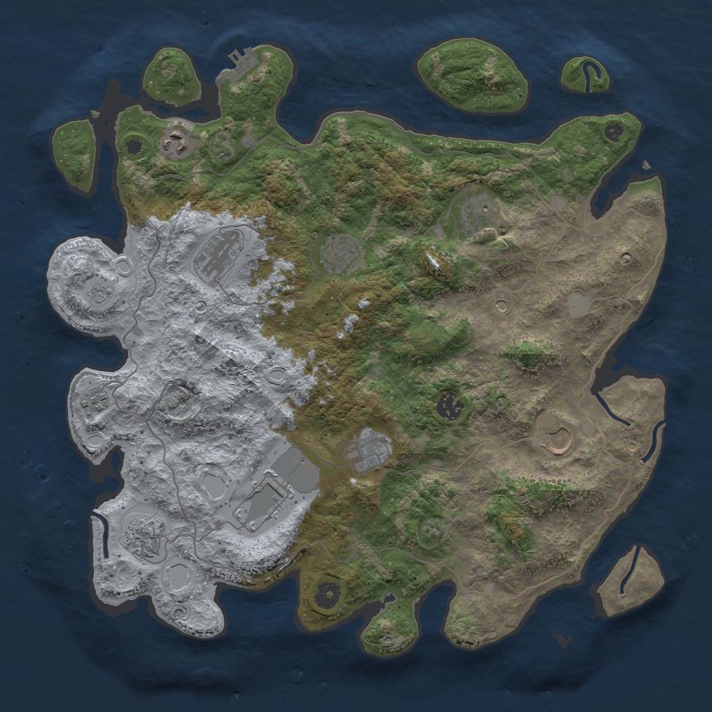 Rust Map: Procedural Map, Size: 4000, Seed: 934091647, 18 Monuments
