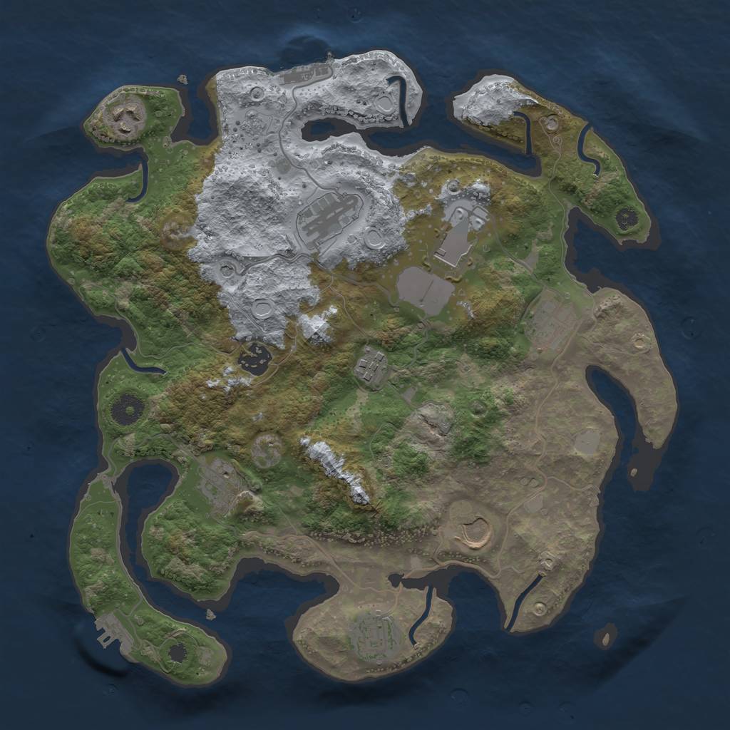 Rust Map: Procedural Map, Size: 3500, Seed: 861345, 18 Monuments
