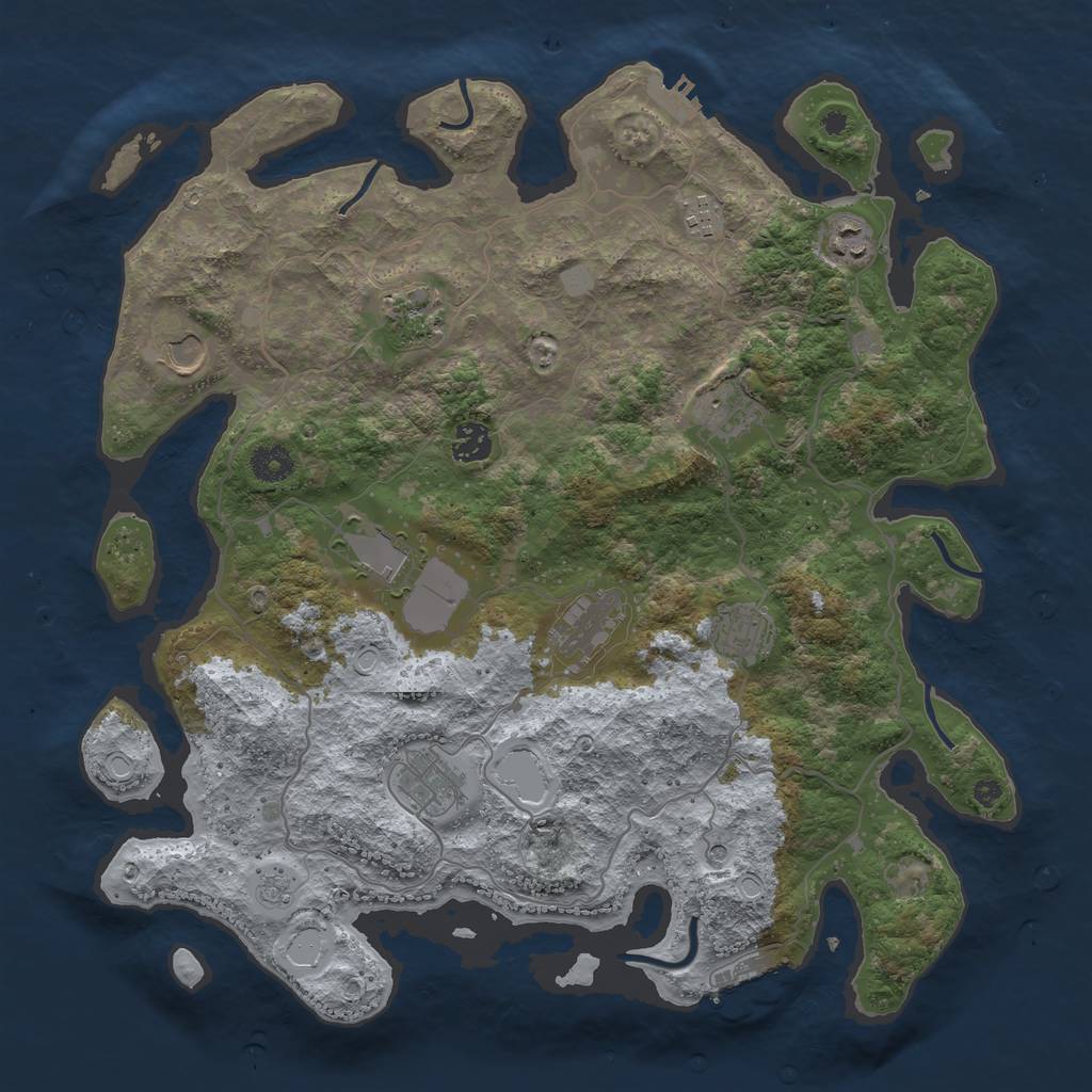 Rust Map: Procedural Map, Size: 4000, Seed: 22719234, 19 Monuments
