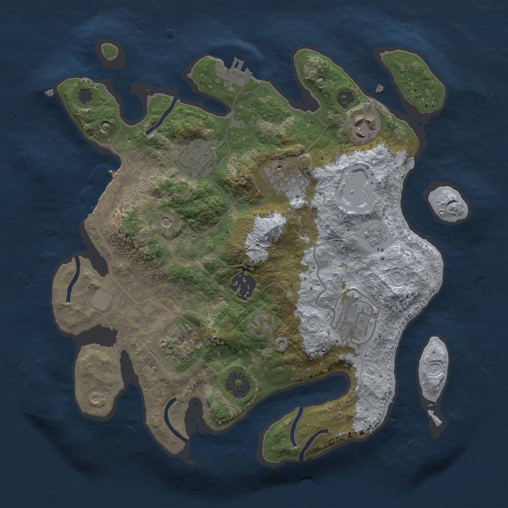 Rust Map: Procedural Map, Size: 3000, Seed: 458595, 15 Monuments